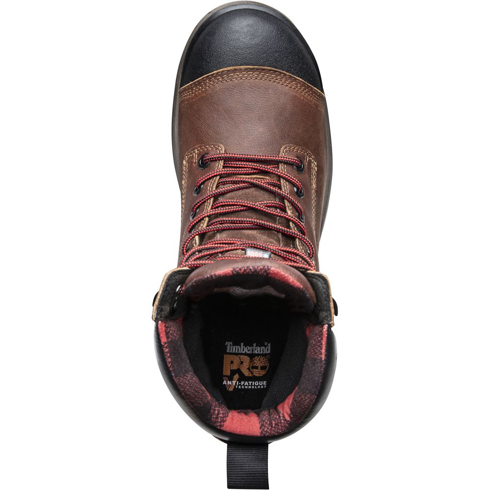 Timberland Μποτακια Εργασίας Ανδρικα Καφε/Μαυρα - Pro® Endurance Hd 8\" Comp Toe - Greece 2158064-OQ